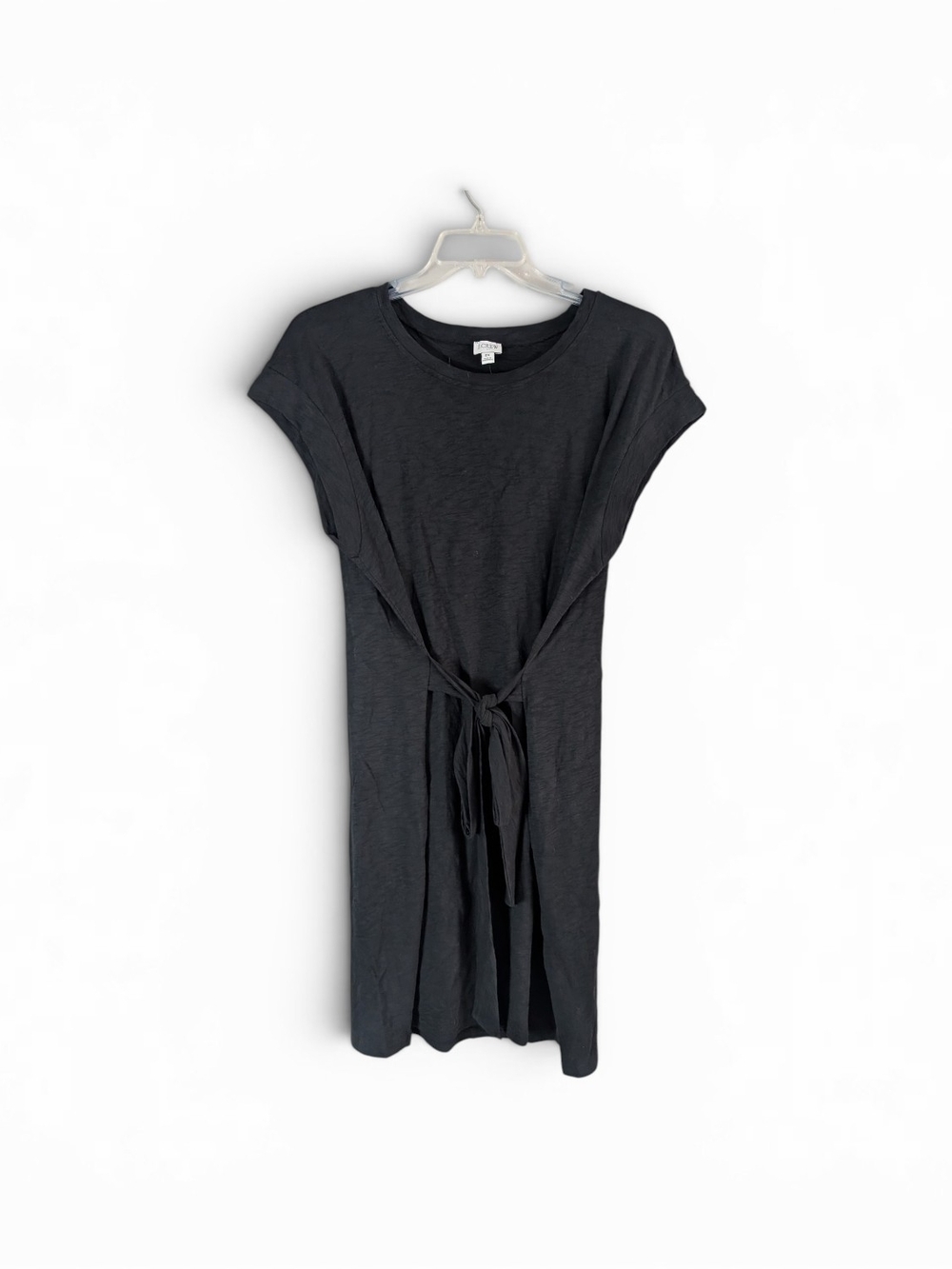 NWT J. Crew Black Crewneck Slub Knit Knot Front Dress 2